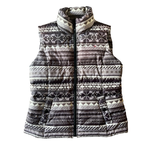 Tommy Hilfiger Women’s Down Filled Full Zip Plum Patterned Puffer Vest, Size Med